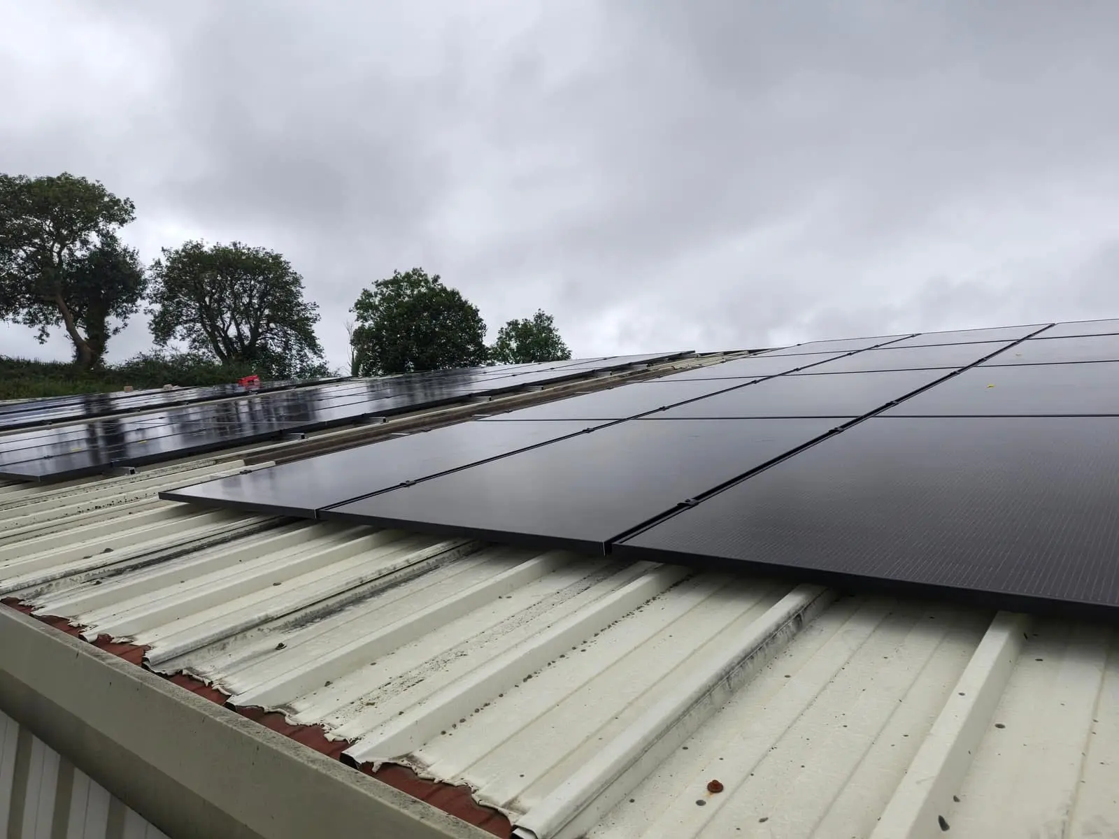Solar panels at the roof edge of The Print Factory