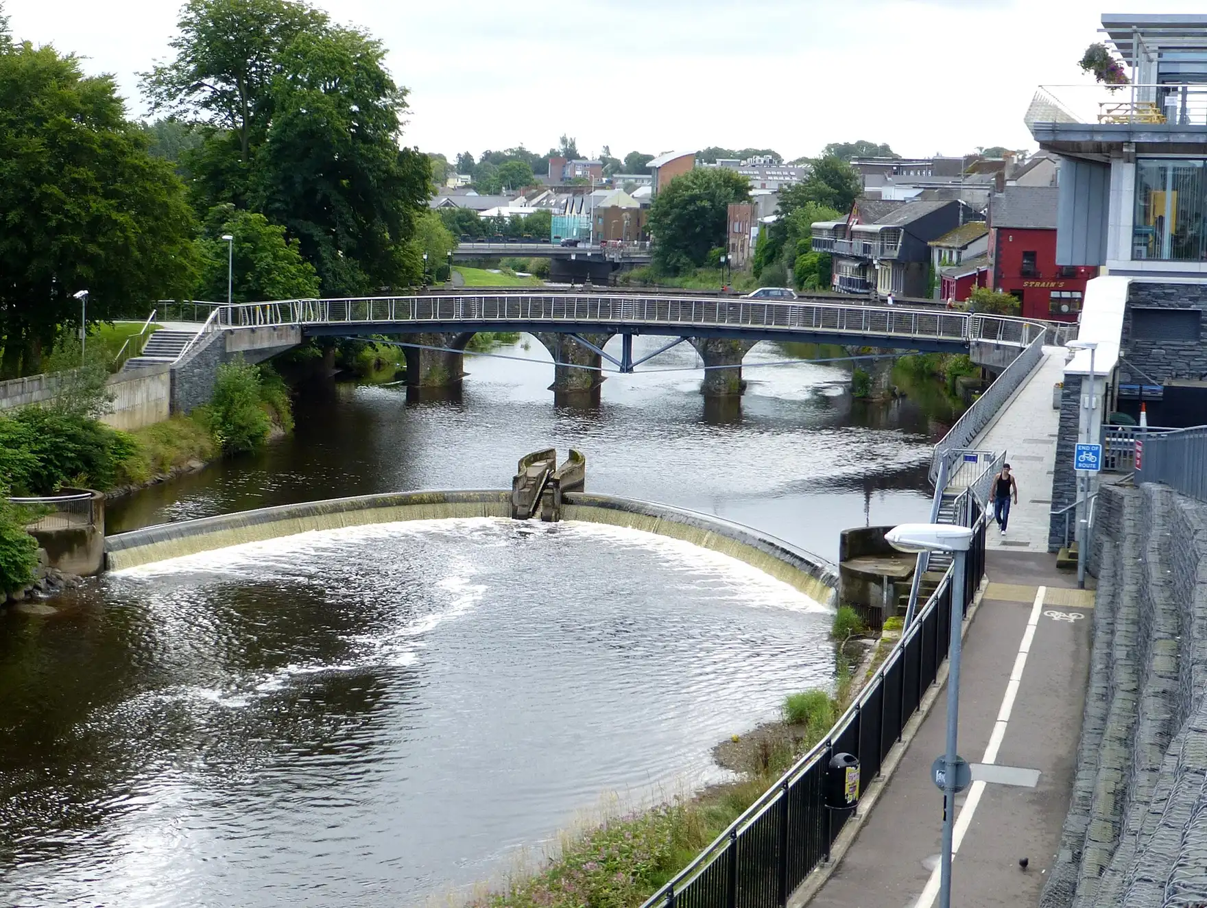 The River Strule weir and bridges in the centre of Omagh